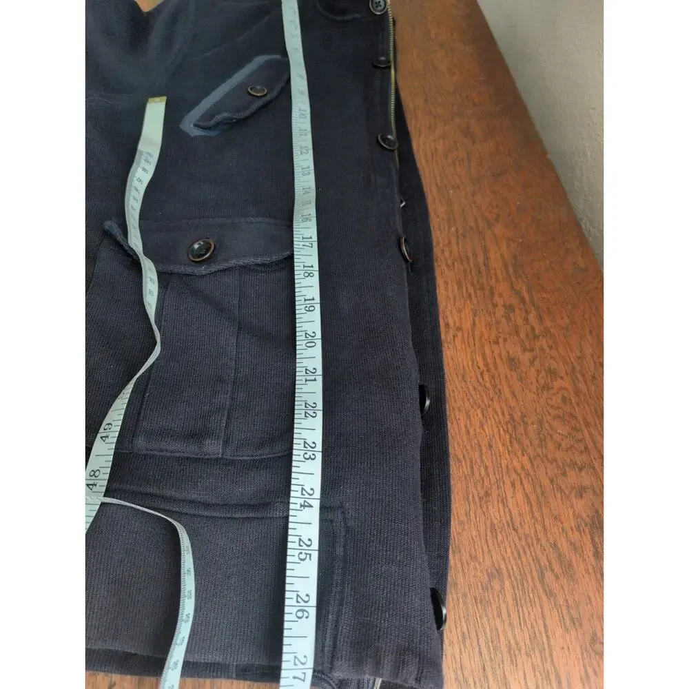 Banana Republic Sweater Mens L Navy Elbow Patches Pockets Cotton‎ Grandpa Preppy